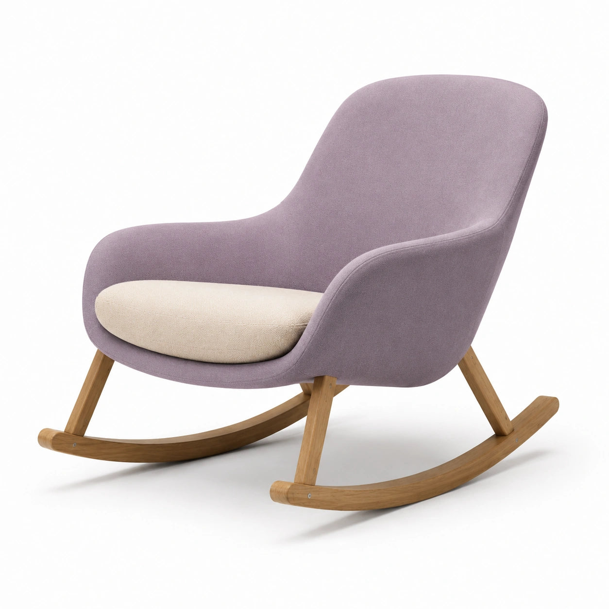 Schaukelstuhl Eiche Stoff Lila Beige 75x70x90cm