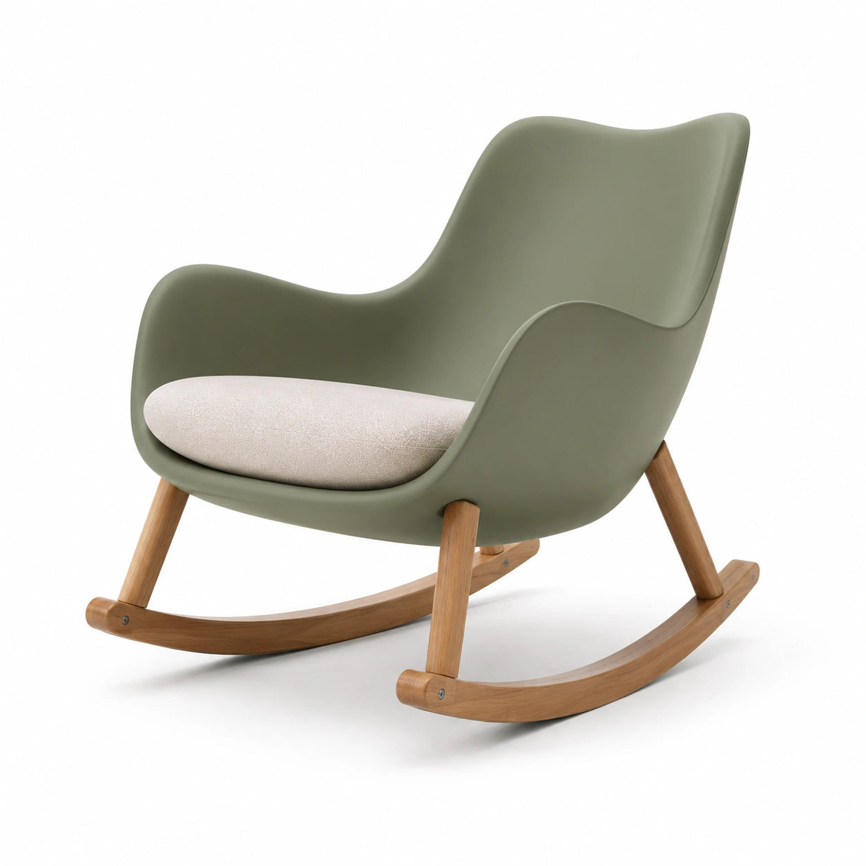 Schaukelstuhl Polypropylen Eichenholz Grün Beige