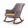 Schaukelstuhl Holz Stoff Lila und Beige