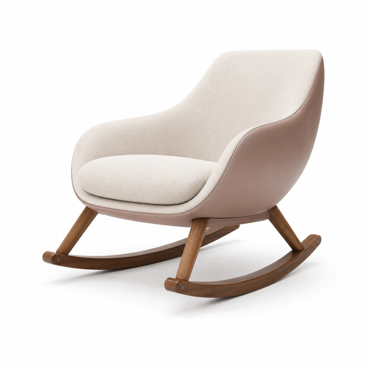 Schaukelstuhl aus Holz und Stoff Beige/Braun