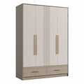 4-türiger Kleiderschrank mit 2 Schubladen aus Holzwerkstoff in Beige