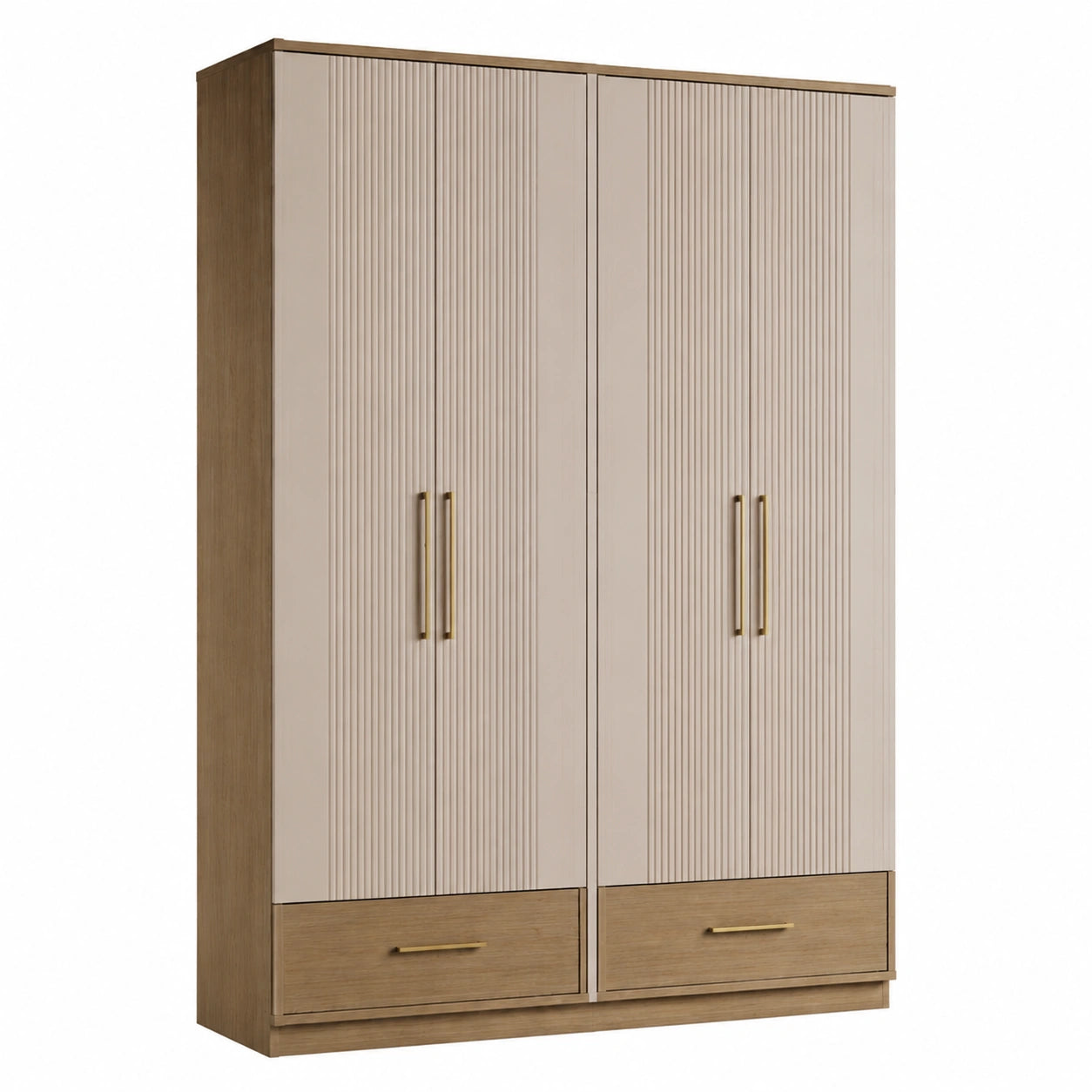 Kleiderschrank mit 2 Türen MDF und Holzfurnier 200cm
