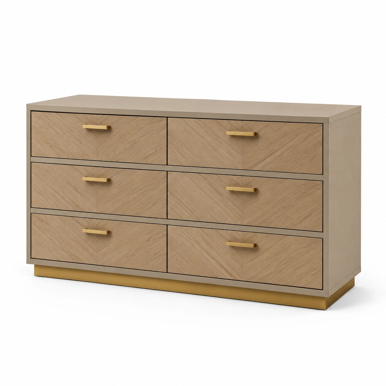 Kommode mit 6 Schubladen aus Holz und Metall, 140x45x85 cm