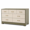 Kommode mit 6 Schubladen aus MDF und Metallgriffen in Beige/Grün