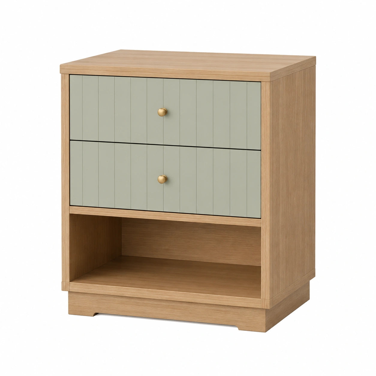 Nachttisch mit 2 Schubladen aus Eichenholz und MDF, 60 cm