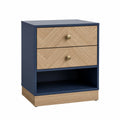 Nachttisch Holz Blau mit 2 Schubladen und Ablage 60cm