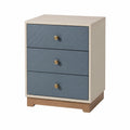 Nachttisch mit 3 Schubladen in Blau und Beige