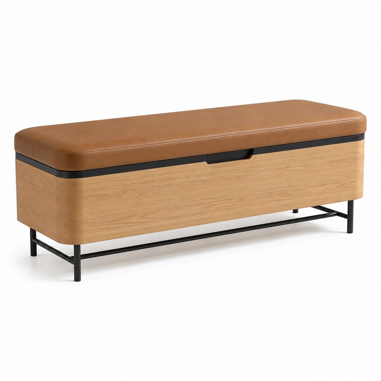 Sitzbank aus Holzwerkstoff und PU-Leder Braun 120 cm