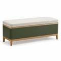 Sitzbank mit Stauraum Leinenbezug Massivholz 120cm