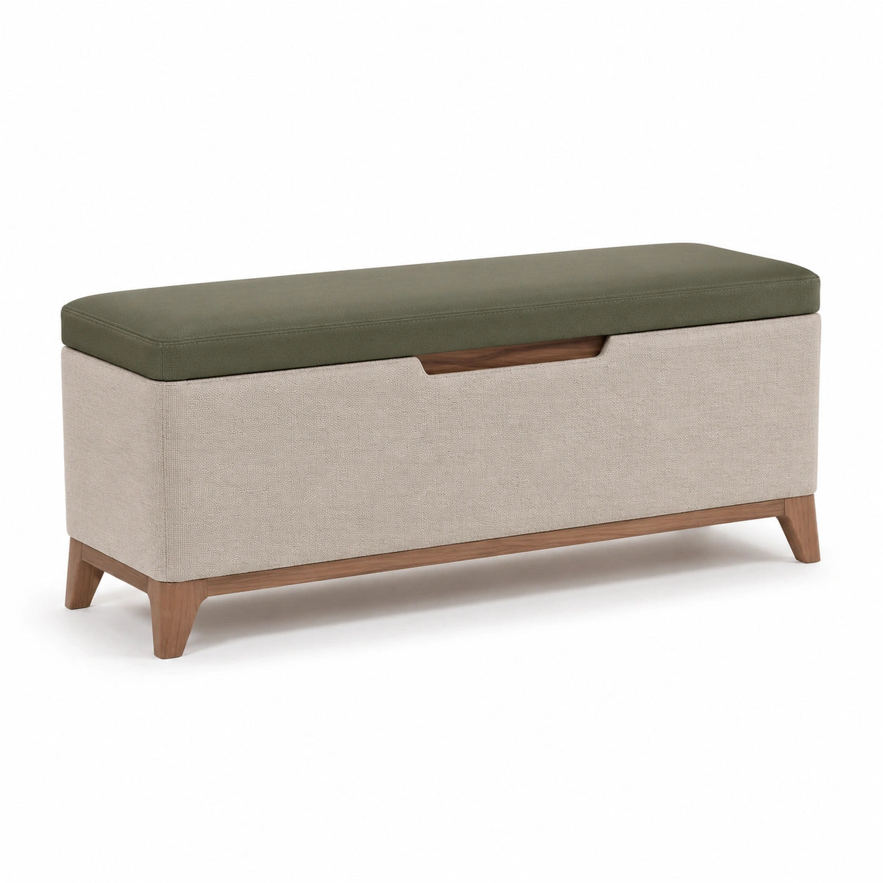 Polster-Aufbewahrungsbank aus Holz, Polyester und Leinen 120x40x45 cm