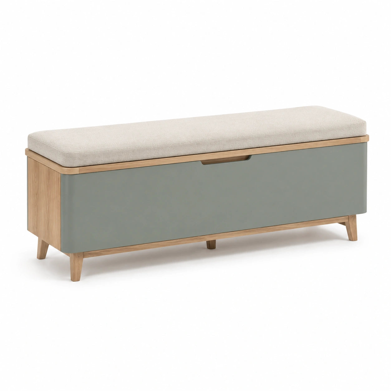 Holz-Sitzbank mit Stauraum, Beige