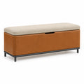 Sitzbank mit Stauraum Leinen und Kunstleder Braun/Beige