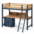 Hochbett mit Schreibtisch und Schrank aus Kiefernholz Blau