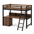 Holz-Metall Hochbett mit Schreibtisch und Leiter