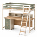 Hochbett mit Schreibtisch aus Kiefernholz Beige/Grün
