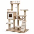 Kletterbaum aus Holz Beige mit Sisal