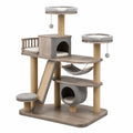 Katzenbaum mit Plattformen und Höhle 145 cm Grau Polyester