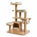 Katzenbaum Kletterbaum aus Holz und Sisalseil Beige/Grün 140cm