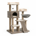 Katzenbaum Mehrstöckig MDF Sisalseil Grau 140cm