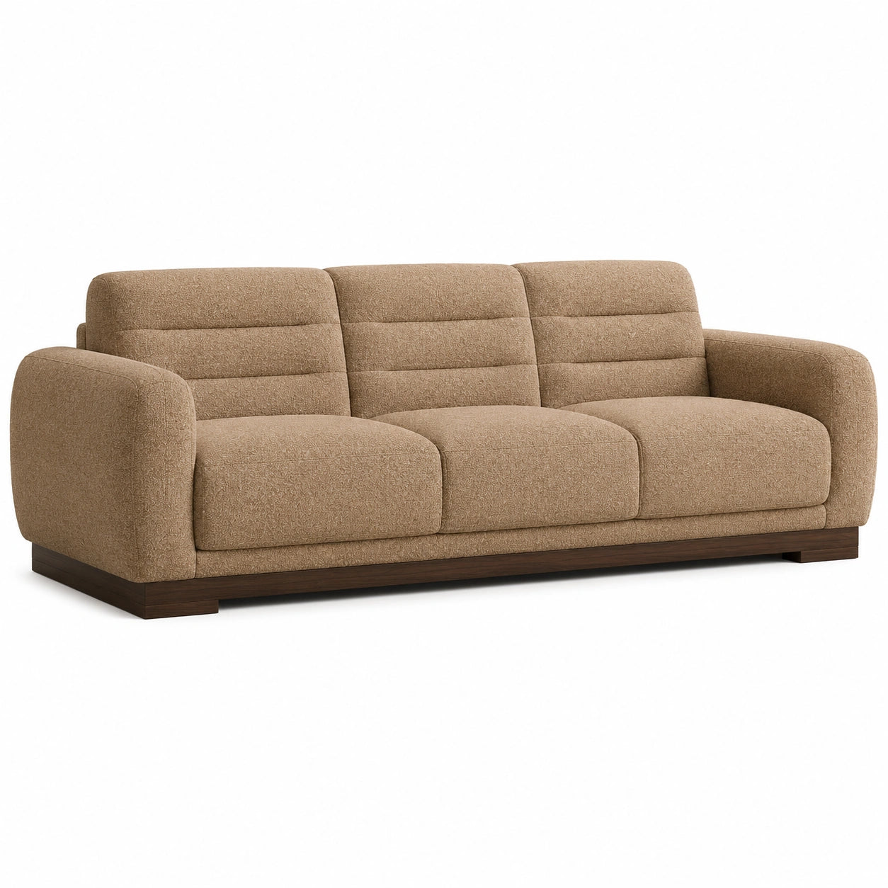 3-Sitzer Sofa Braun Stoff Holzrahmen