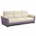 3-Sitzer Sofa aus Kunstleder Creme/Lila mit Holzrahmen
