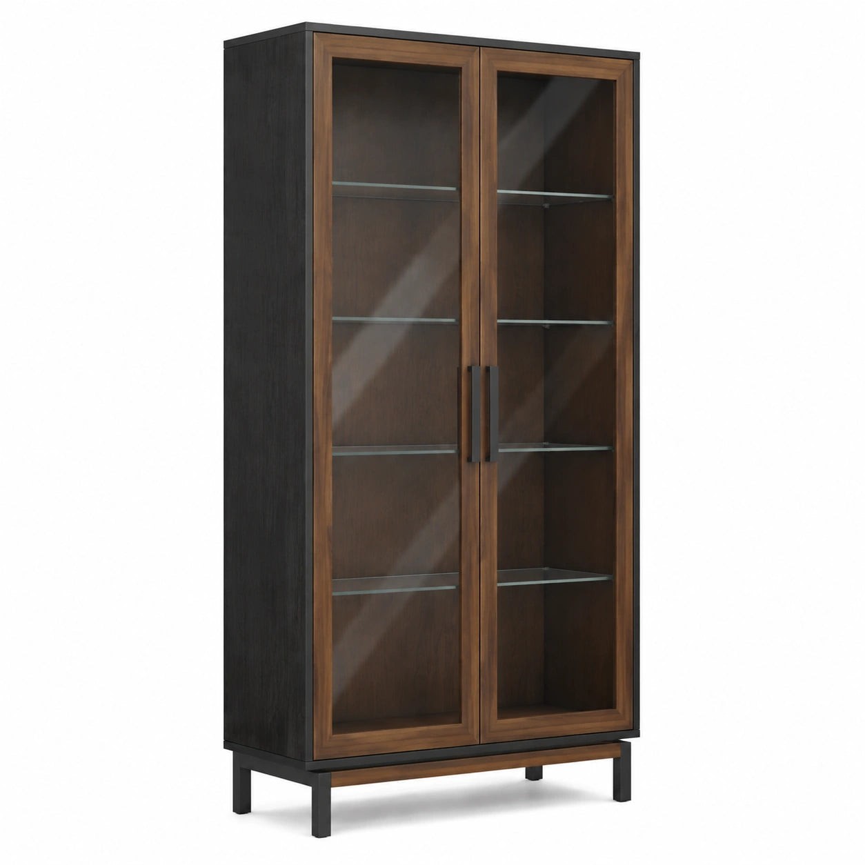Vitrine Holz Glas Schwarz/Braun