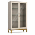 Vitrine Holz und Gehärtetes Glas Türen Beige mit Regalen