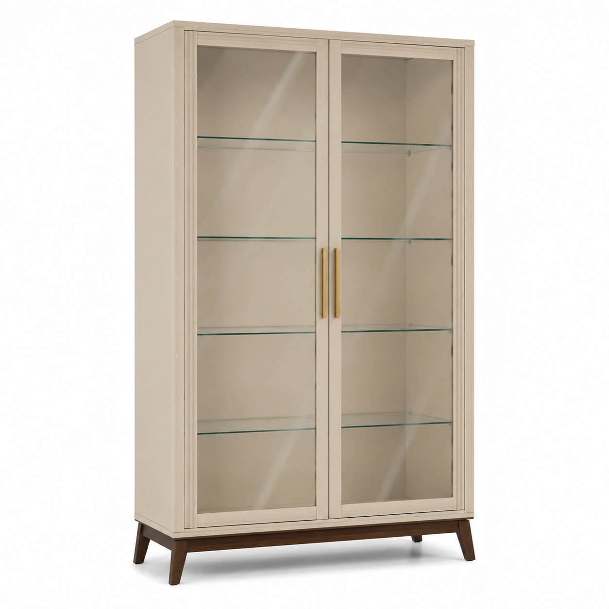 Vitrine mit Glastüren Beige Holz