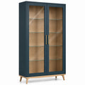 Vitrine Holz Blau Sicherheitsglas