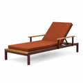 Aluminium Gartenliege mit Teakholz-Armlehnen Rostrot 200 x 70 x 35 cm
