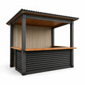 Gartenbar aus Stahl mit Holztheke und Dach