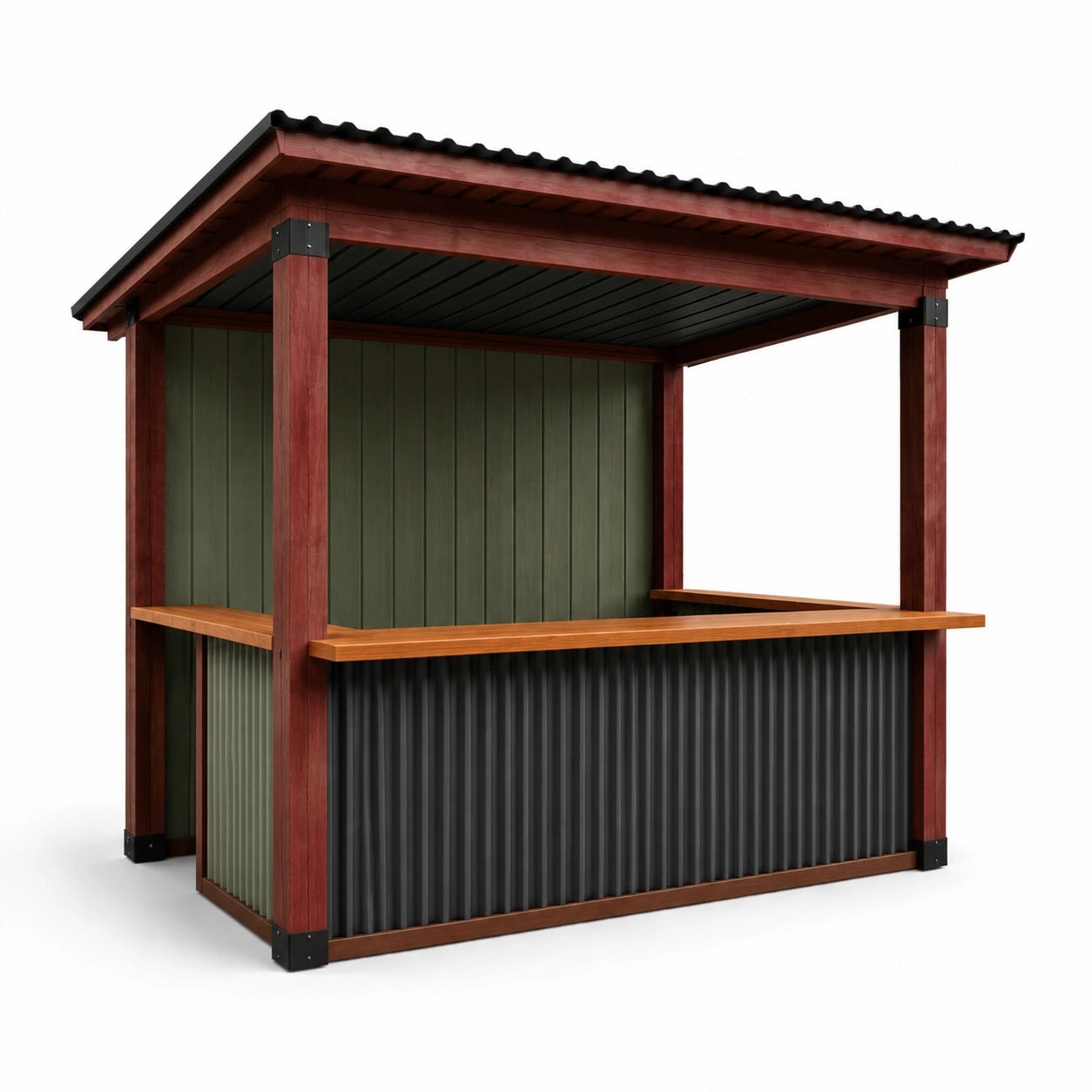 Gartenbar Holz Metall Braun/Grün 250x120x220cm