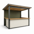 Outdoor-Bar aus Stahl mit Holzverkleidung, Oliv und Naturholz