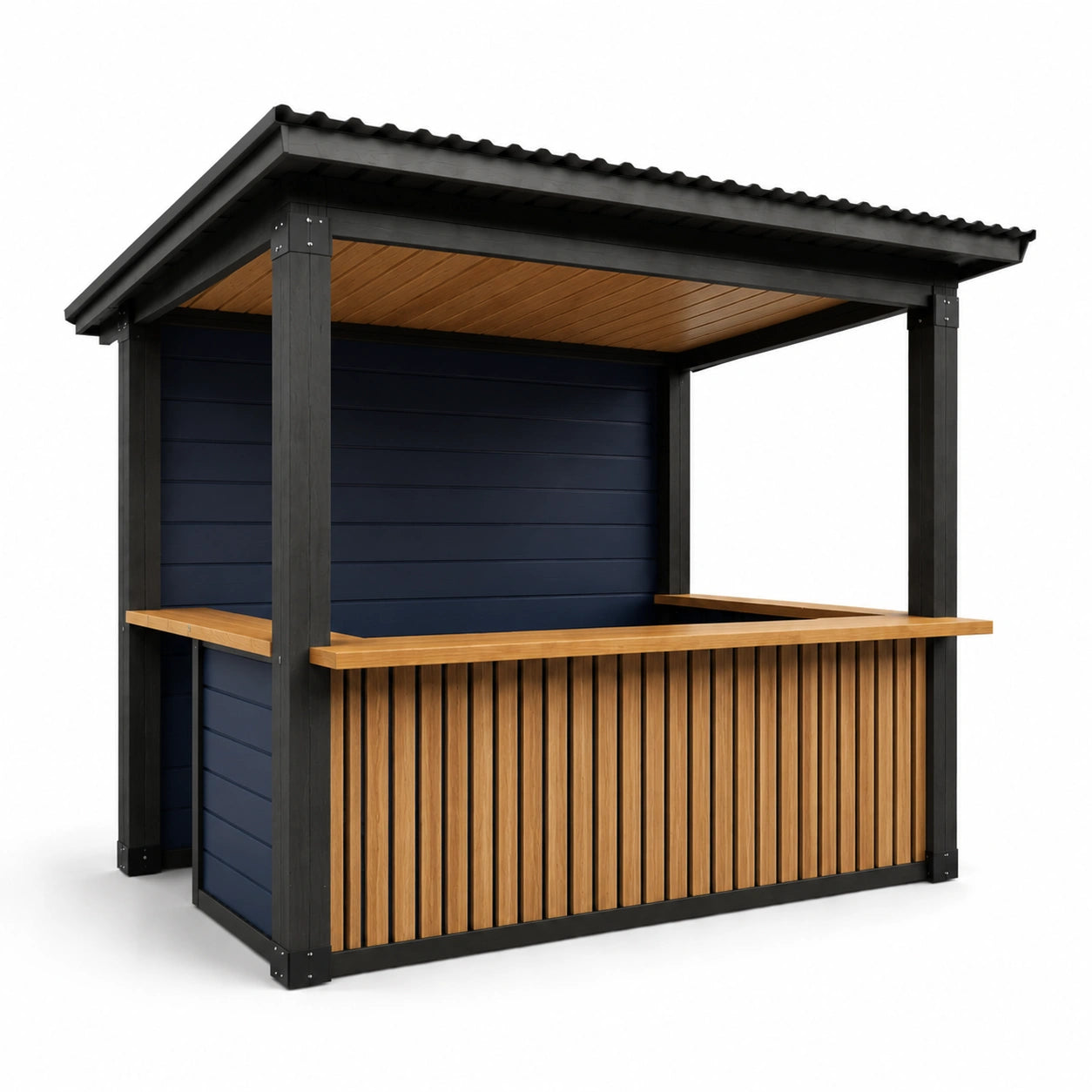 Metall- und Holzpavillon mit Schwarzem Dach