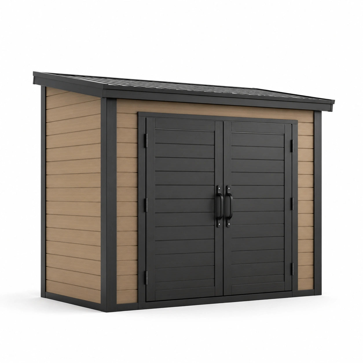 Kunststoff Gartenschuppen in Holzoptik Beige/Grau 190x130x230 cm