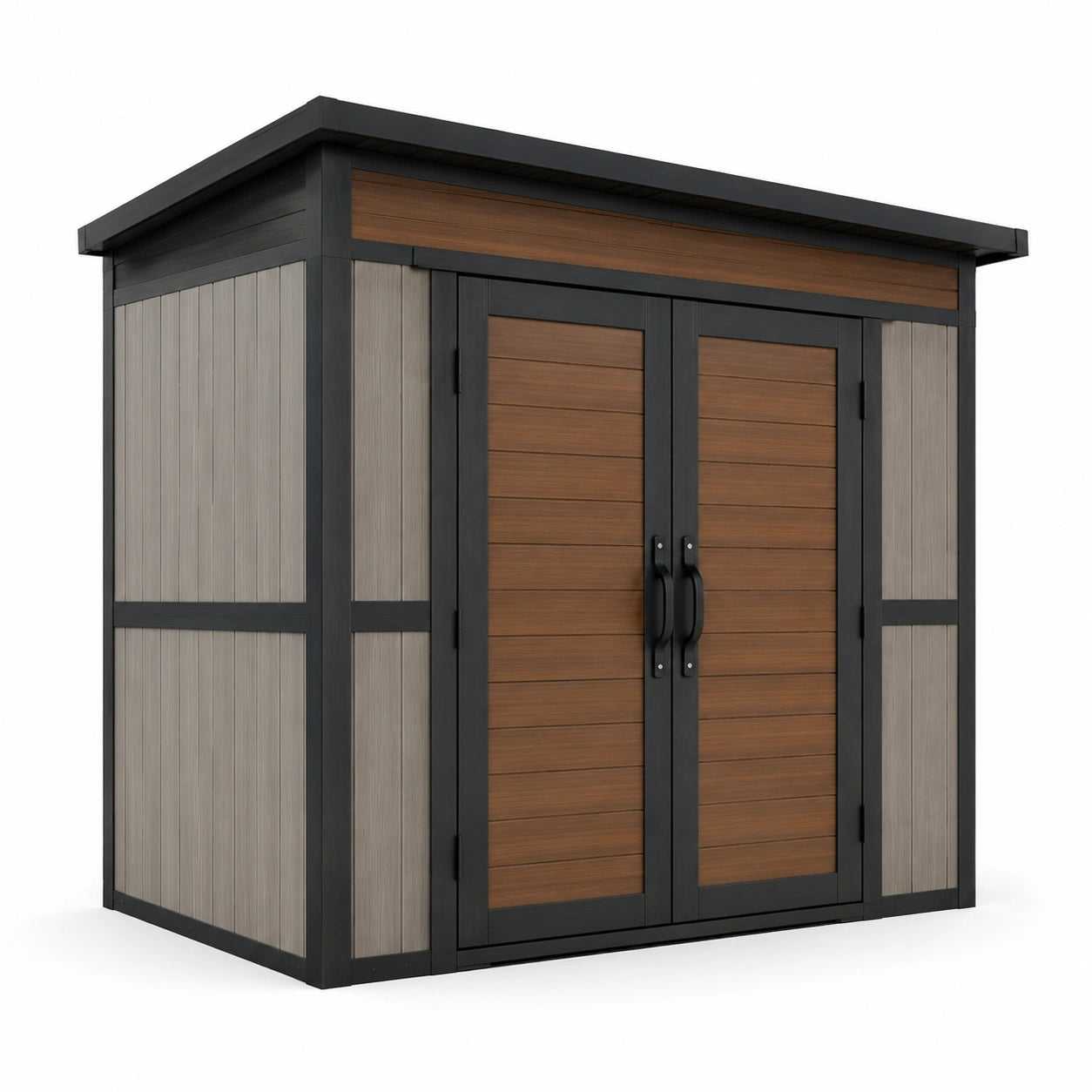 Gartenhaus aus Polyethylen und Stahl in Braun und Grau 200x150x210cm