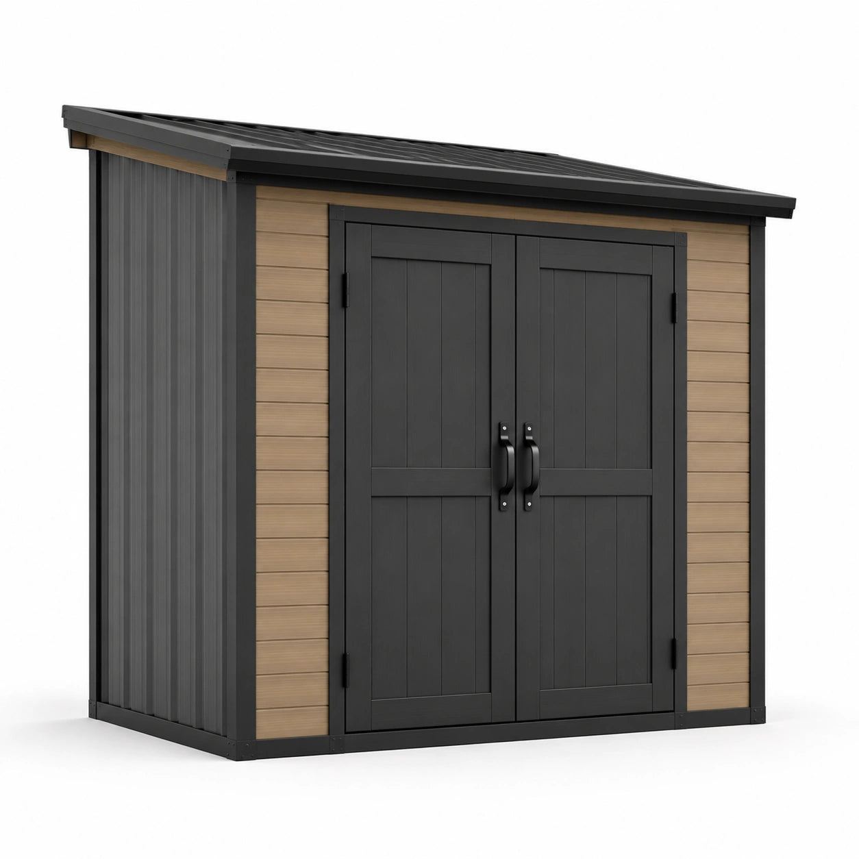 Kunststoff Gartenhaus 200x130x200 cm Braun/Schwarz
