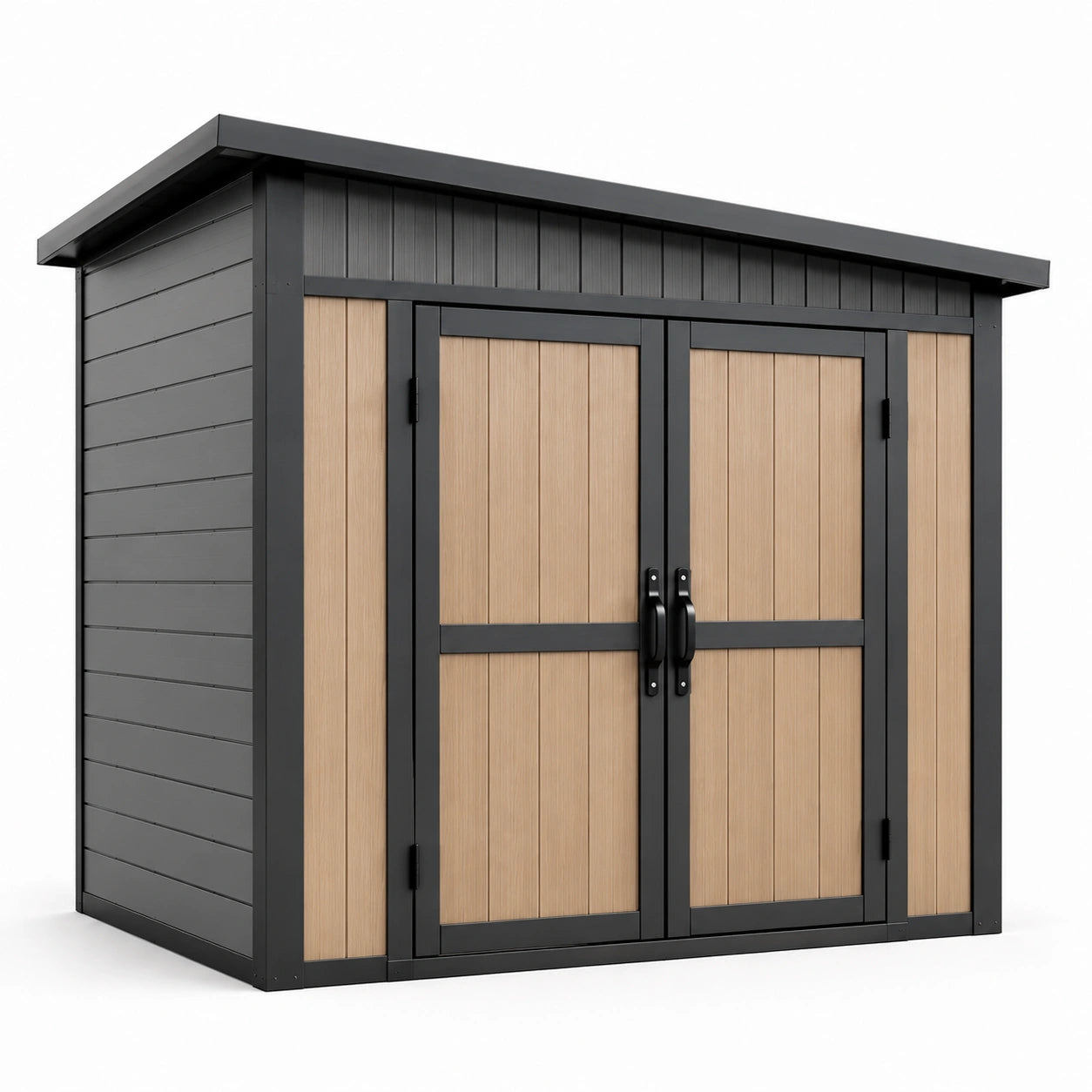 Metall und Kunststoff Garten-Gerätehaus Schwarz/Braun 200x130x173cm