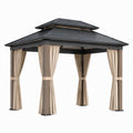 Pavillon Metall Holzoptik Aluminiumdach mit Vorhängen 300x300 cm