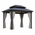 Gartenpavillon aus Aluminium mit Polycarbonat-Dach und Polyester-Vorhängen
