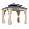 Pavillon Aluminium mit verzinktem Stahldach 3x3m Beige/Dunkelgrau