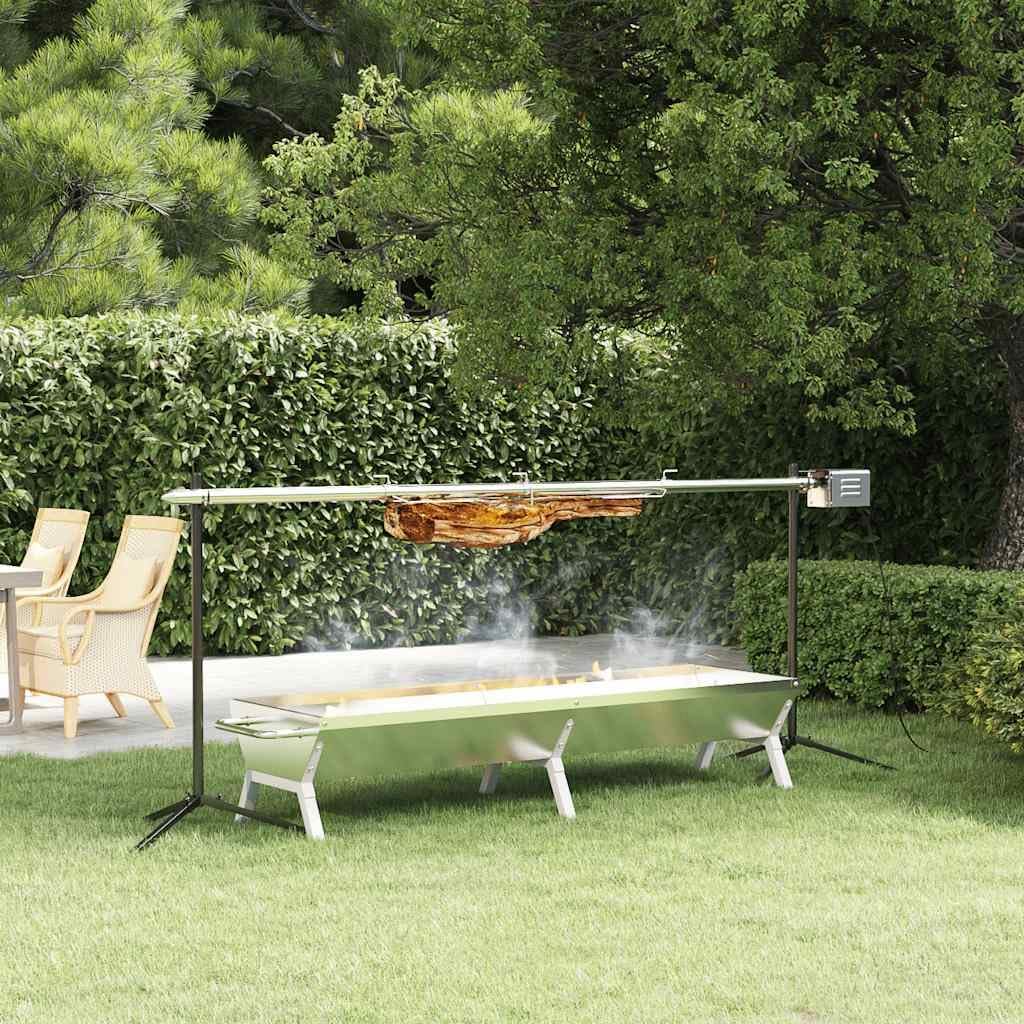 Mandloder Holzkohlegrill, 207 x 45 x 83 cm, 40 kg, 240 V, Edelstahl, Silber
