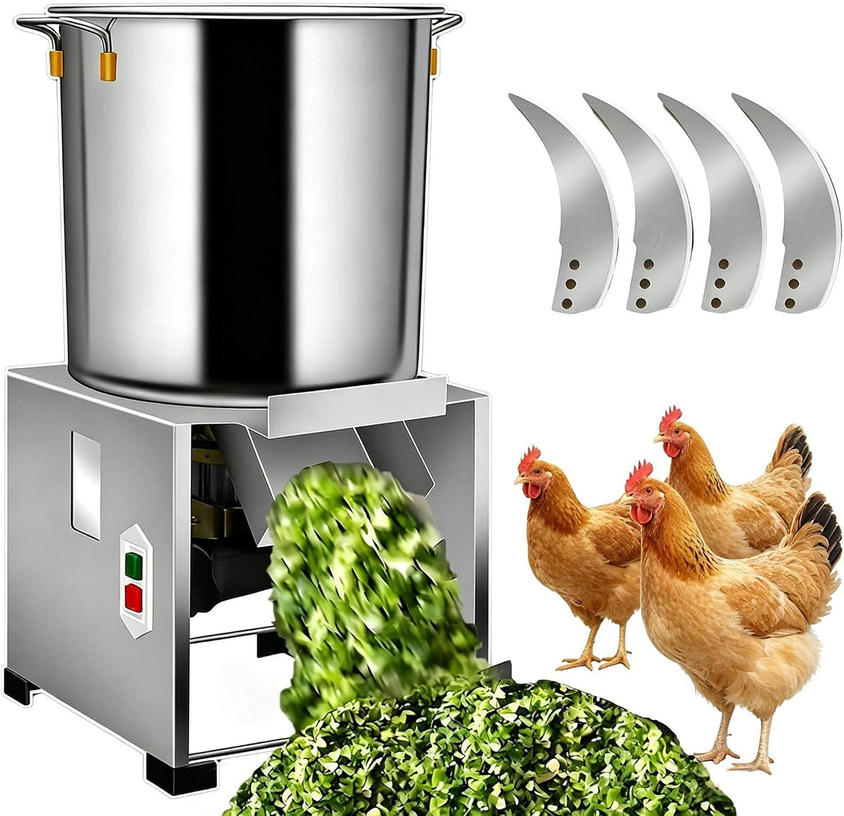 GSHSHOU Universalzerkleinerer, 200Kg, Silber, Gewerbliche Küchenmaschine 75- /H, Gewerblicher Gemüsehacker, Große Einfüllöffnung