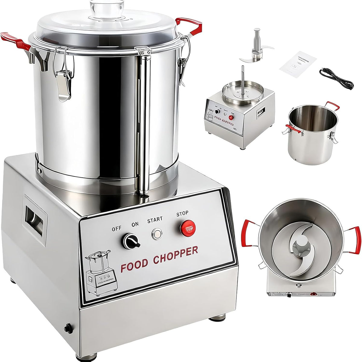 SHUMIAO, 1400 W, 7 L, Silber, Gewerbliche Küchenmaschine mit, 1400 U/min Motor, elektrischer Gemüseschneider aus Edelstahl