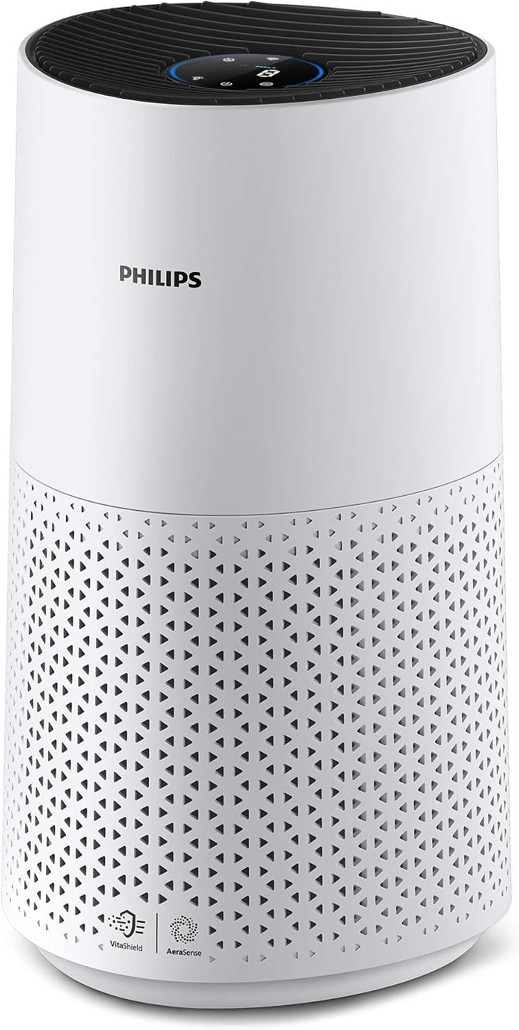 PHILIPS Dunstabzugshaube, 78 m, Weiß, Luftreiniger Smart 1000i Serie - Reinigt Räume zu ² -, 97% der Pollen, Allergien