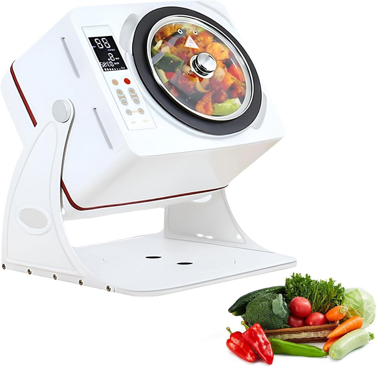 2500 W Monitor, 2500 W, 6 L, Schwarz, Stir Fry Cooker 360° Rolling Stir & 3D Heating