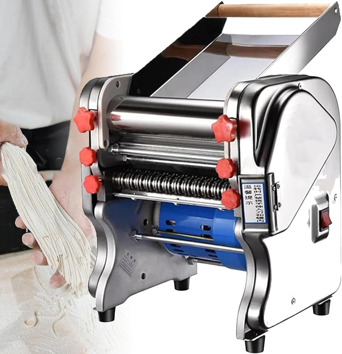 DDZJTPP Nudelmaschinen, 34 * 31 * 36 cm, 550 W, 550 W, Edelstahl, Grau, Automatische Nudelmaschine Mit, Elektrische Nudelmaschine