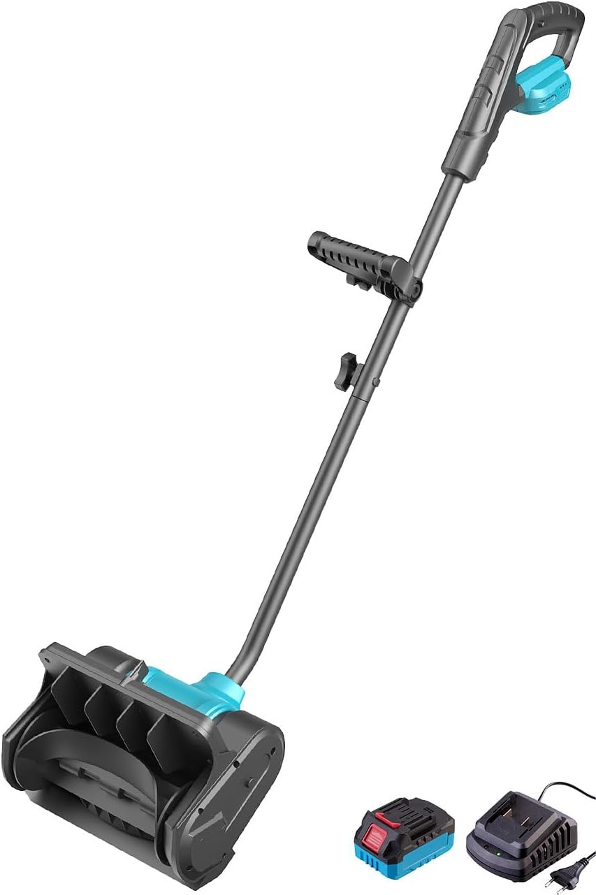 AGT Schneefräse, 25 cm, Schwarz, Akku Hand : 18-V-Akku-Schneebürste & - + Ladegerät, 2.700 U/Min. (Schneeräumer