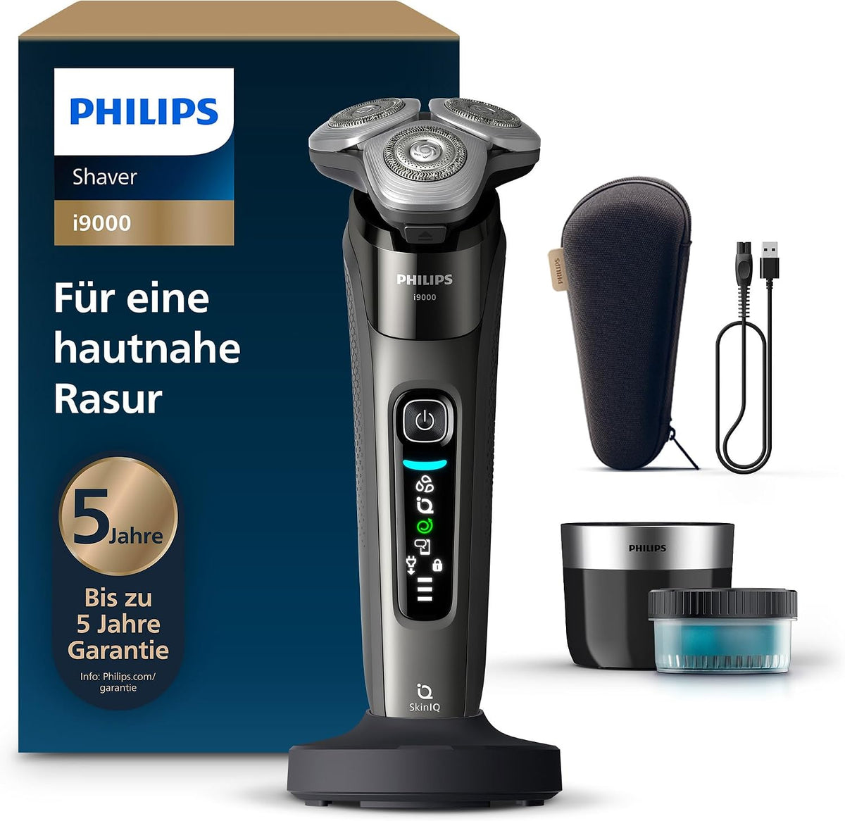 PHILIPS Elektrorasierer, Schwarz, Rasierer i9000, Elektrischer Nass-und Trockenrasierer für Herren mit, dunkelgrau