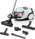 Bosch Staubsauger, 700 W, Weiß, beutellos Serie 6 BGC41XHYG, Boden, Hygiene-Filter, 10 Jahre Motorgarantie, Bodendüse für Parkett